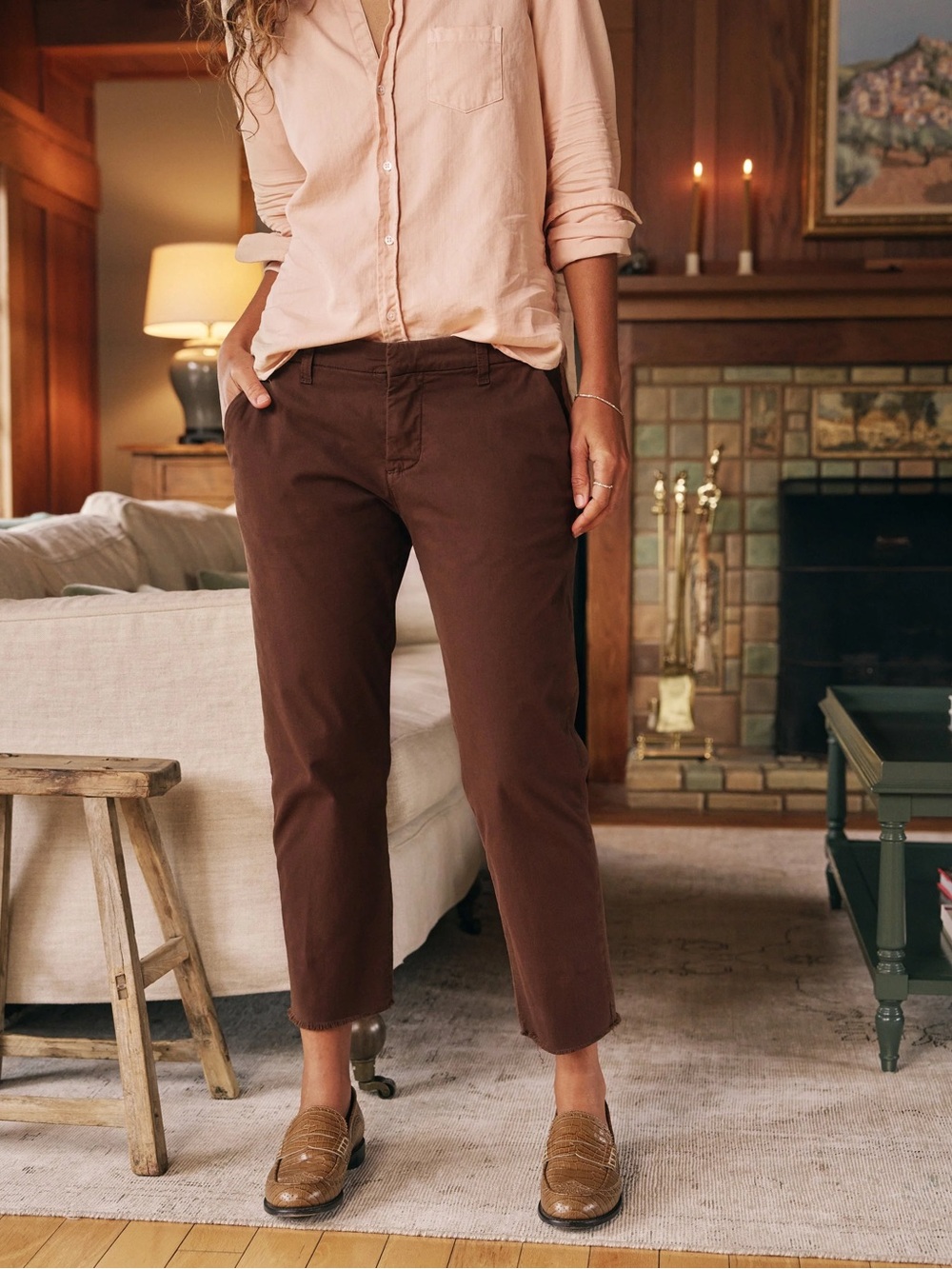 Frank & Eileen Italian Performance Twill Wicklow Chino Pants in Chocolate Size 4